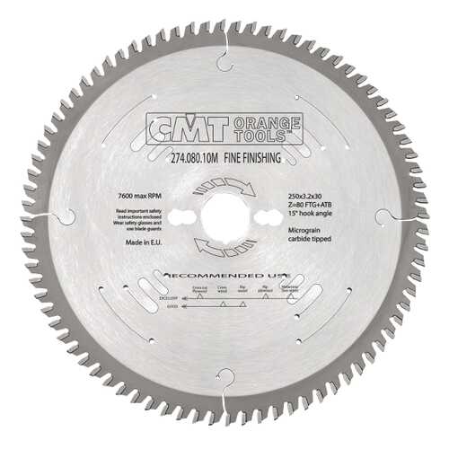 Диск пильный 250x30x3,2/2,2 15° 1FTG+4ATB Z=80 274.080.10M