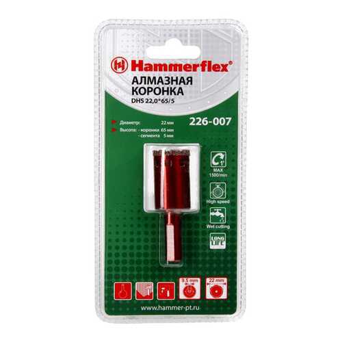 Алмазная коронка по керамограниту/стеклу Hammer Flex 226-007 (58970)