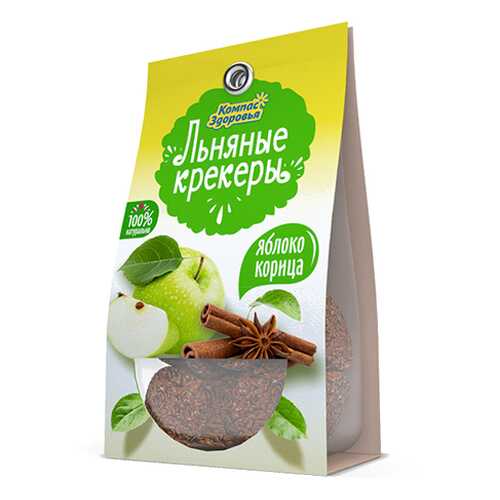 Крекеры льняные с яблоком и корицей Компас здоровья 50 г