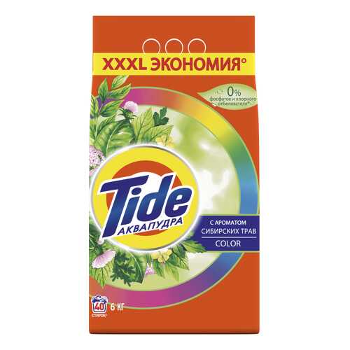 Стиральный порошок tide автомат 6 кг аквапудра color сибирские травы 8001841509587 606544