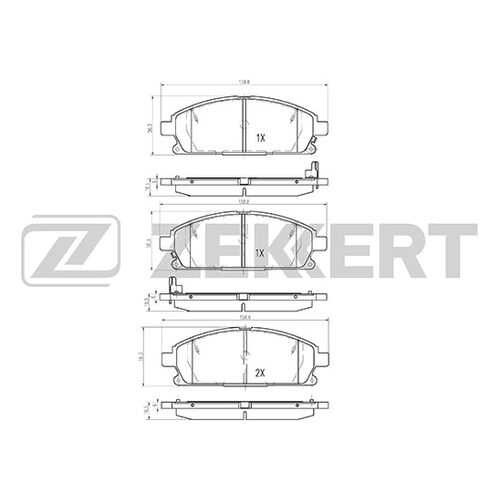 Комплект тормозных колодок, дисковый тормоз ZEKKERT BS-2316