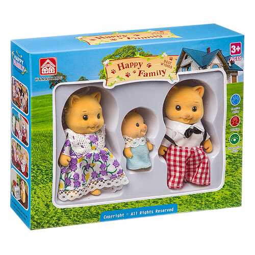 Игровой набор Happy Family фигурки зверюшек семейка котиков арт.012-11D.