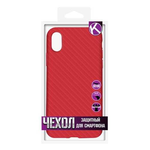 Чехол Krutoff Silicone carbon для iPhone X/XS Red
