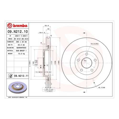 Тормозной диск brembo 09N21211