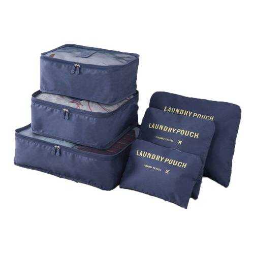 Набор для путешествий и хранения Laundry pouch из 6 сумок органайзеров синий