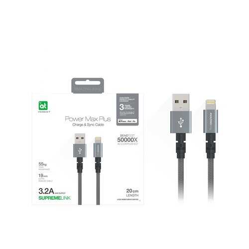 Кабель Amazingthing SupremeLink MFi Power Max Plus USB-iP Space Gray 0.2m 3.2A