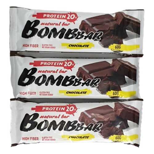 Батончик Bombbar Protein 3 60 г, 3 шт., двойной шоколад