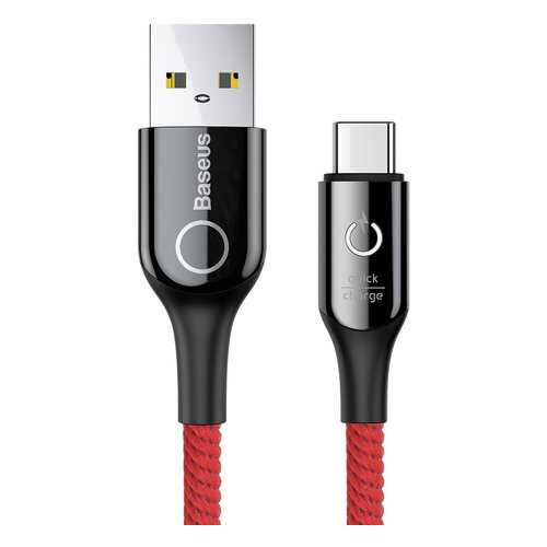 Кабель Baseus C-shaped Light Intelligent Type-C 1m Black/Red
