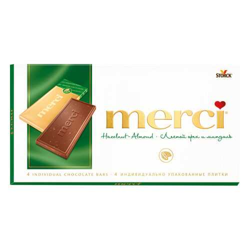 Шоколад молочный Merci с дробленым лесным орехом и миндалем 100 г