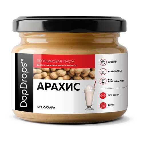 Арахисовая паста DopDrops протеиновая без добавок 250г