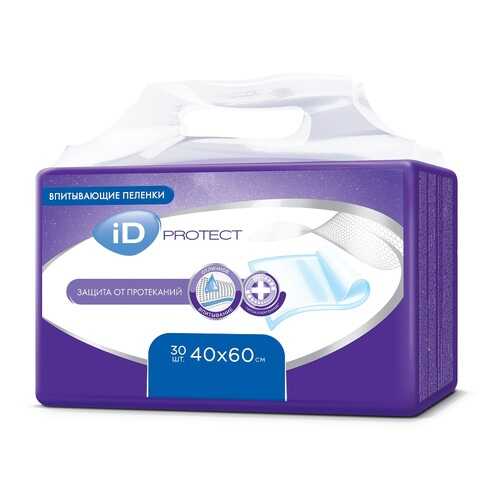 Одноразовые впитывающие пеленки, 40x60 см, 30 шт. iD Protect