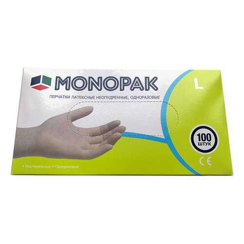 Перчатки Monopak виниловые неопудренные белые L 100 шт 50 пар