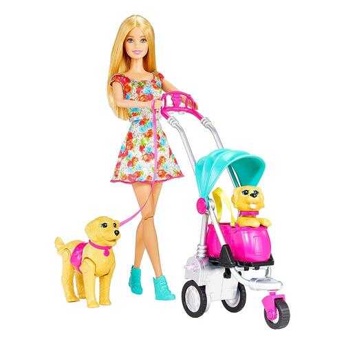 Кукла Barbie Барби прогулка со щенками CNB21