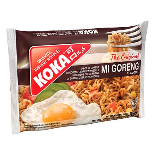 Лапша сингапурская Koka со вкусом жареной лапши ми горенг в пакете 85 г