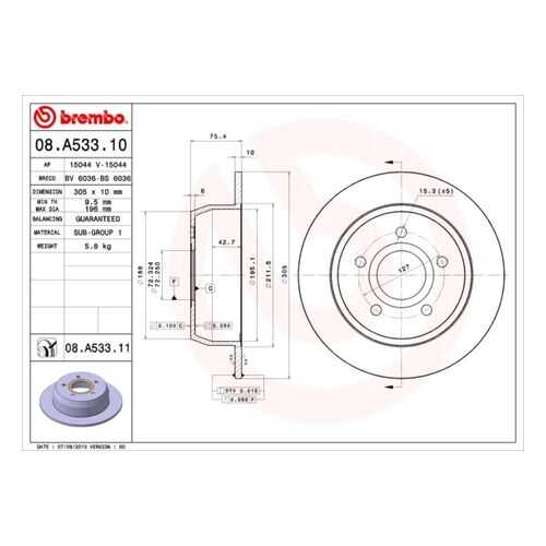 Тормозной диск brembo 08.A533.11
