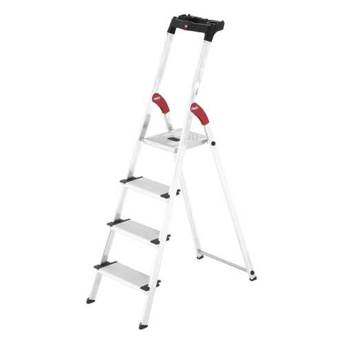 Стремянка алюминиевая Hailo XXL, 4 ступени, 13 см, с лотком для инструментов
