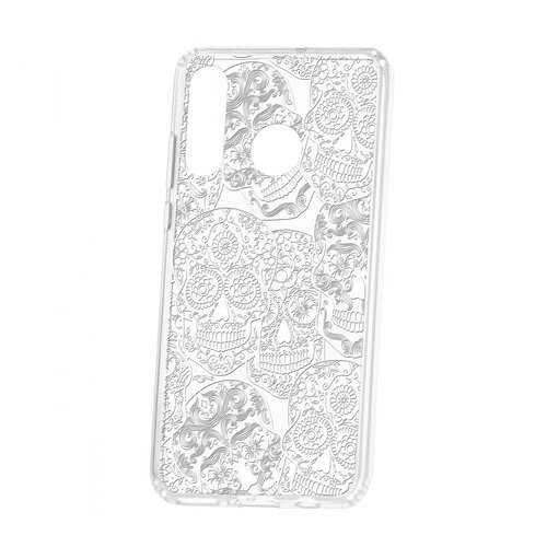 Чехол Kruche Huawei P30 Lite Print Skull White