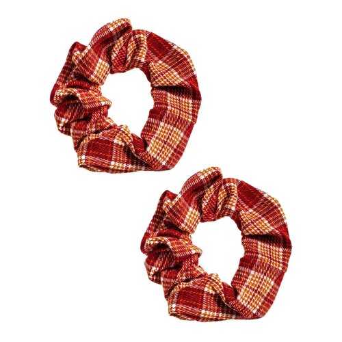 Резинка для волос Verona Solid, клетчатая красно-бежевая, 2 шт