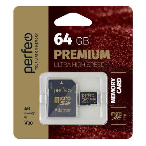 Карта памяти Perfeo High-Capacity microSDXC (Class 10) UHS-1 V30 64GB