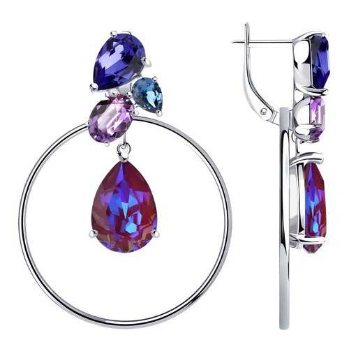 Серьги SOKOLOV из серебра с голубыми кристаллами Swarovski 94023763