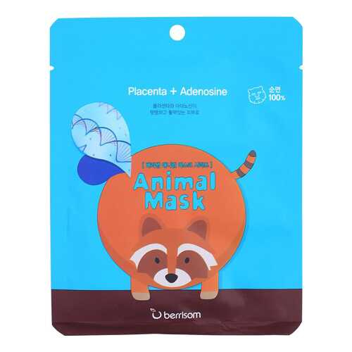 Маска для лица berrisom Animal Mask Placenta+Adenosine - Racoon 25 мл