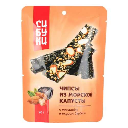 Чипсы Сибуки из морской капусты с миндалем и вкусом барбекю 25 г