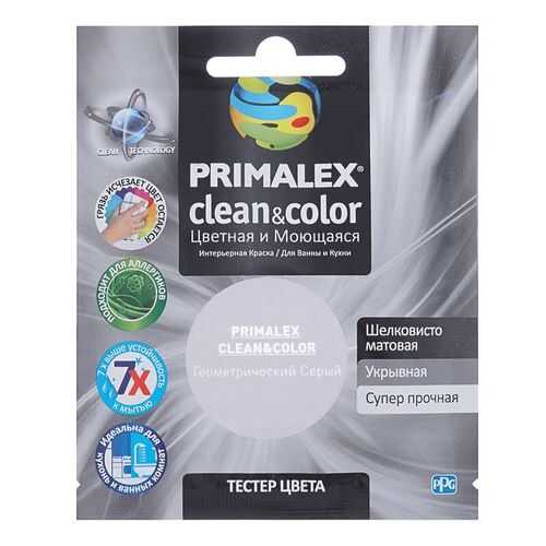 Краска для внутренних работ Primalex Clean&Color Тестер 40мл Геом. Серый, PMX-CC4