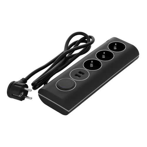 Сетевой фильтр Rombica Neo WC3U PSE-002, 3 розетки, 1,5 м, Black