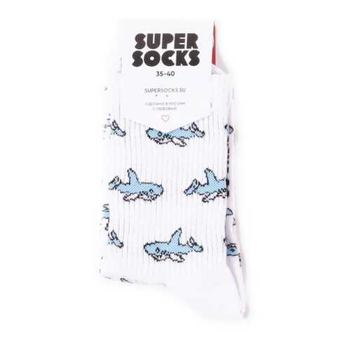 Носки унисекс Super Socks Sharks белые 36-40