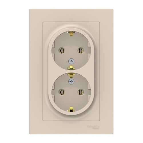 Розетка SE AtlasDesign Бежевый с/з двойная, 16А, в сборе