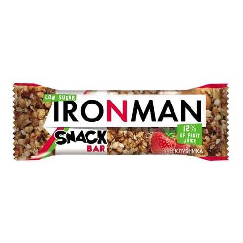 Батончик Snack Bar Ironman клубника и темная глазурь без сахара 40 г