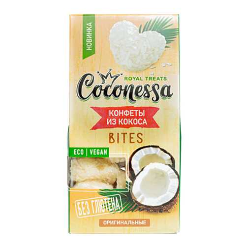 Конфеты кокосовые Coconessa Сердечки оригинальные (без сахара) 90г Россия