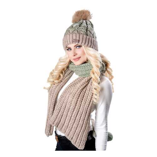 Комплект (шапка+шарф) женский Jagga 1360 коричневый ONE SIZE