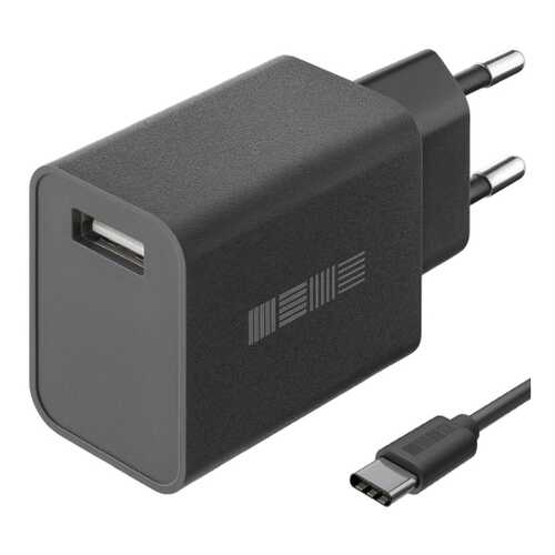 Сетевое зарядное устройство InterStep New RT:1*USB 2A, кабель USB Type-C 1м, Black