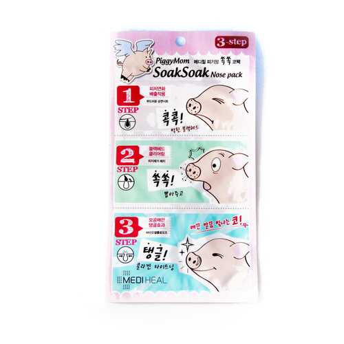 Маска для носа 3 шага Mediheal Piggy Mom SoakSoak Nose pack 3 step
