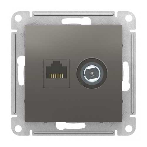 Розетка SE AtlasDesign Сталь двойная комп+ТВ, RJ45+TV, кат.5E, механизм