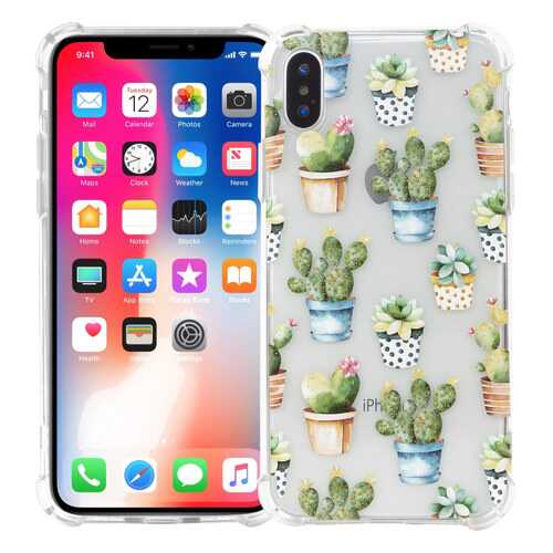 Чехол KAWAI для iPhone X/XS Кактусы в горшках