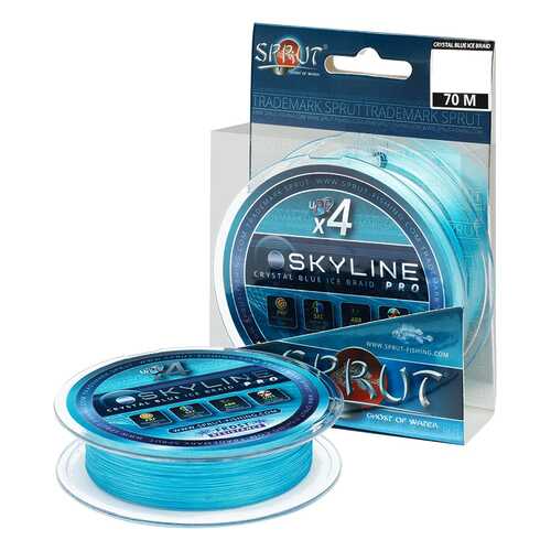 Леска плетеная Sprut Skyline Ice Braid Pro x4 Crystal Blue 70 м, 0,23 мм, 18,15 кг