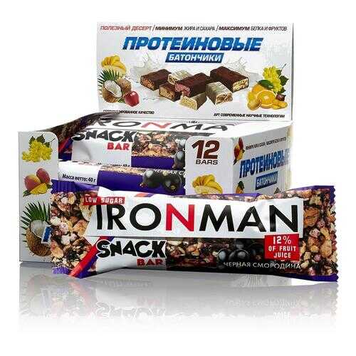 Батончик Ironman Snack Bar 12 40 г, 12 шт., черная смородина