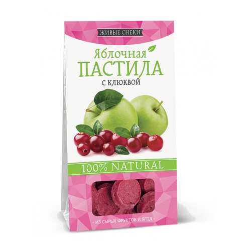 Яблочная пастила Живые снеки с клюквой 4*35 г