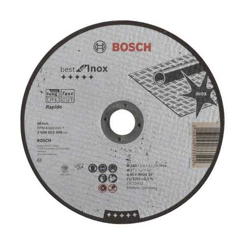 Отрезной круг Bosch Best по нерж 180x1,6, прям 2608603498