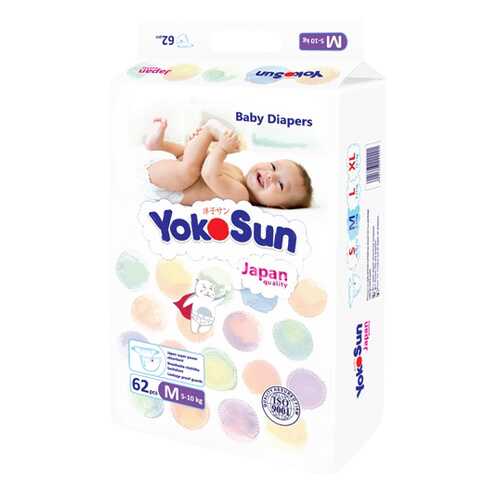 Подгузники YokoSun M (5-10 кг), 62 шт.