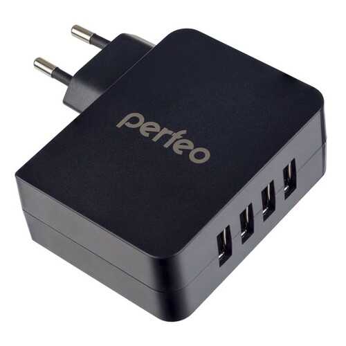 Сетевое зарядное устройство Perfeo с разъемом 4xUSB, 4.9А, черный, CUBE 4 (PF_A4137)