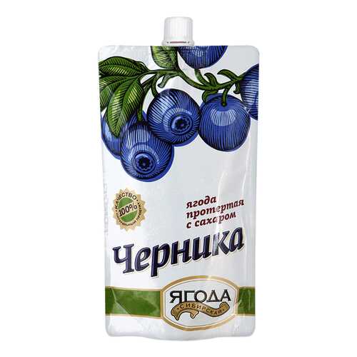 Черника протертая Ягода сибирская с сахаром 280 г