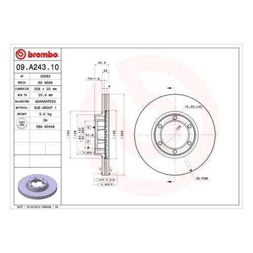Тормозной диск brembo 09.A243.10