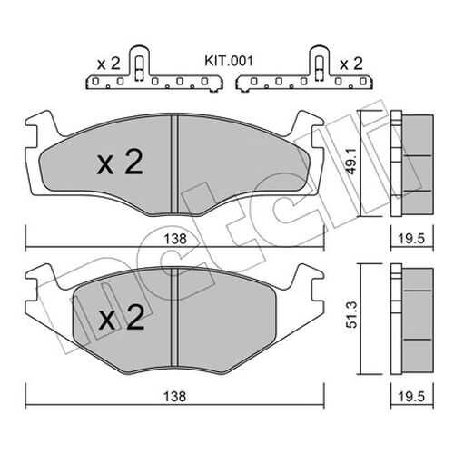 Комплект тормозных дисковых колодок METELLI 22-0045-1K
