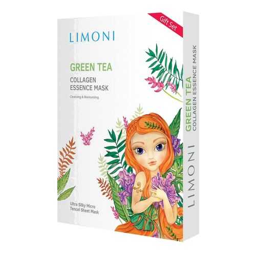 Маски Limoni Green Tea Collagen Set тонизирующие с зелёным чаем и коллагеном, 6 шт