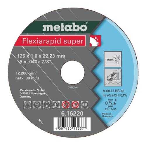Отрезной диск по нержавеющей стали для угловых шлифмашин metabo 616228000