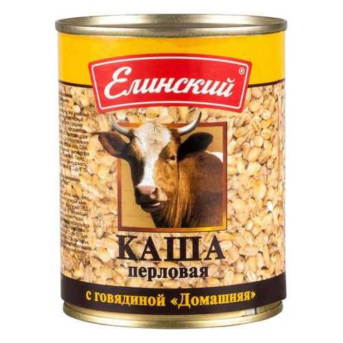 Каша Елинский пищевой комбинат перловая с говядиной домашняя 340 г