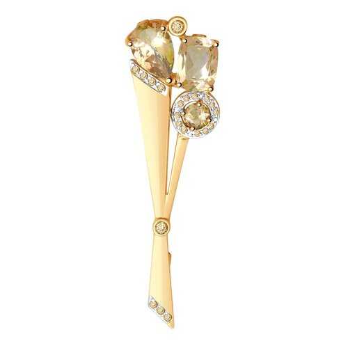 Брошь SOKOLOV из золота с топазами Swarovski и жёлтыми Swarovski Zirconia 740193